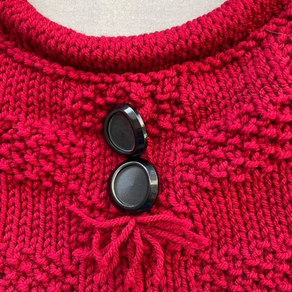 HANDCRAFTED RED KNIT PURSE HANDBAG BAG WOOD HANDLES FULLY LINED - Picture 3 of 10